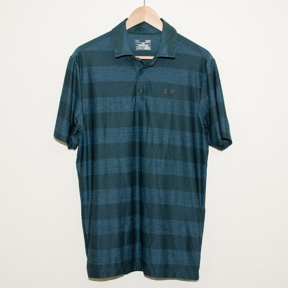 Under Armour Blue Striped Playoff Golf Polo